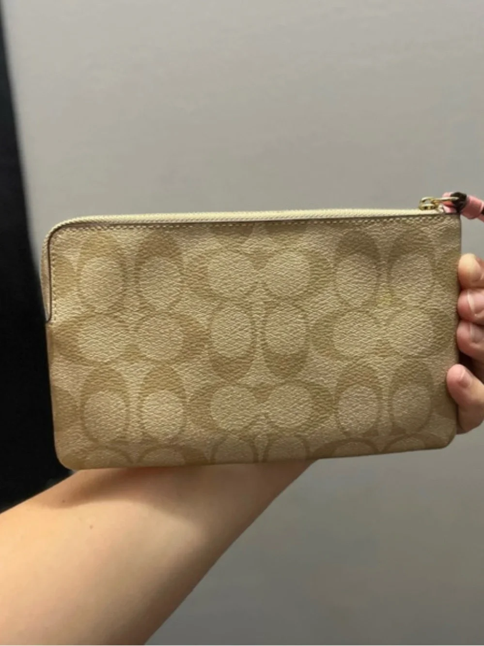 Coach Gold Metallic Wristlet with Party Till Midnight Patch